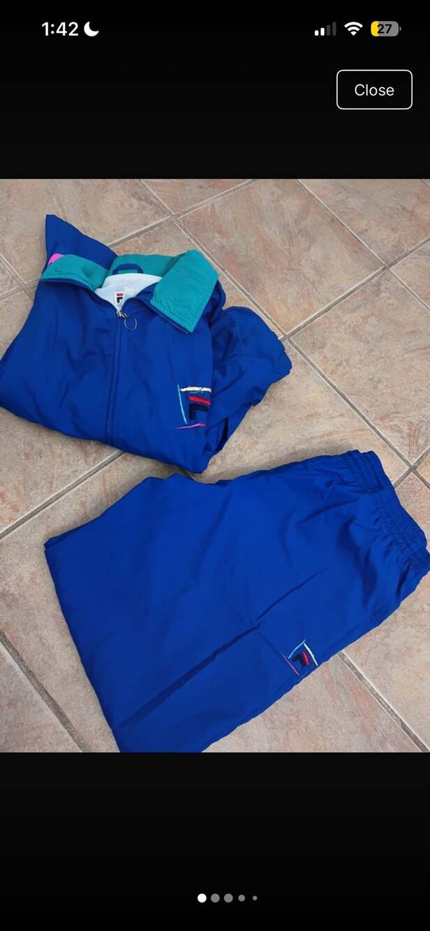 Vintage VTG 80s/90s FILA Windbreaker Tracksuit Two-Piece Matching Set Blue/Teal